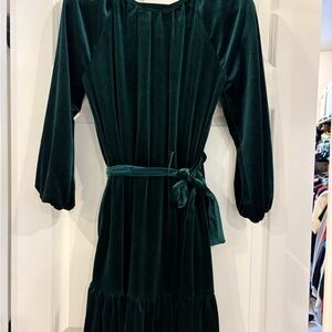 Draper James Emerald Velvet Long Sleeve Dress